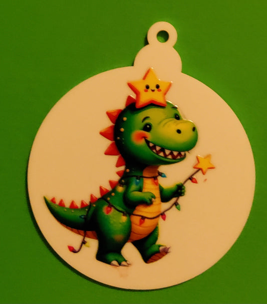 Dinosaur wrapped in lights