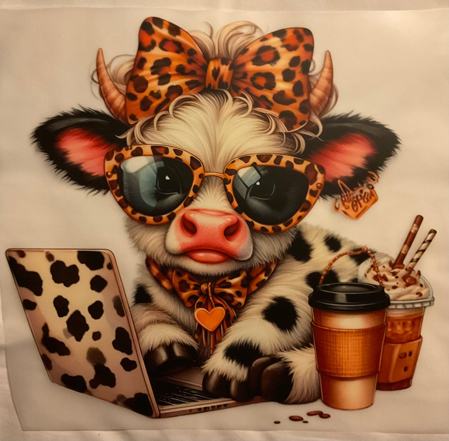 Cow & Coffee DTF Ready to press transfer