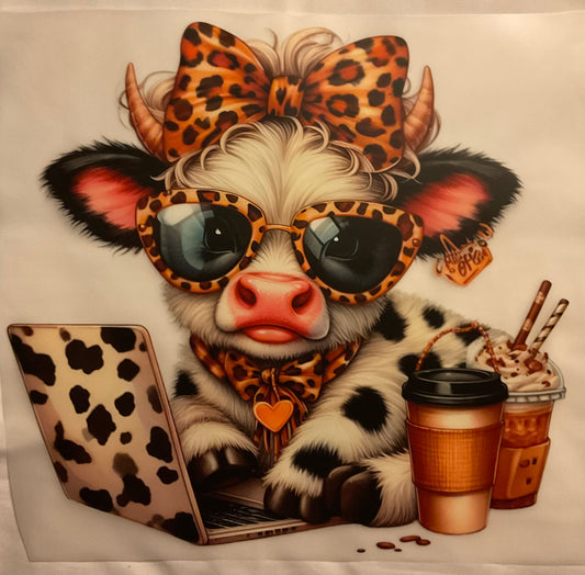 Cow & Coffee DTF Ready to press transfer