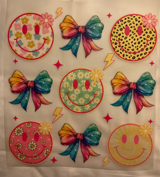 Smilies & Bows DTF Ready to press transfer