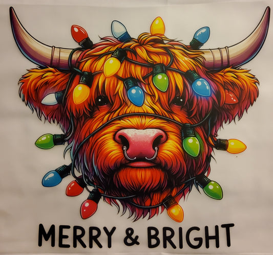 Merry & Bright Cow Direct to Film Ready to Press Transfer
