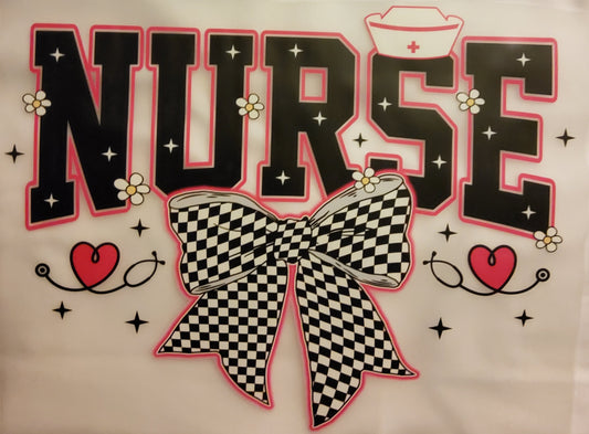 Nurse with Bow Direct to Film Ready to Press Transfer