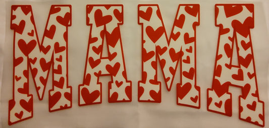 Red Mama with Hearts Direct to Film Ready to Press Transfer