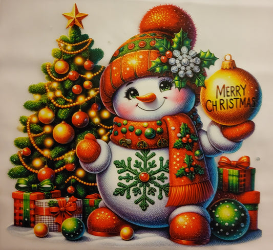 Merry Christmas Snowman Direct to Film Ready to Press Transfer