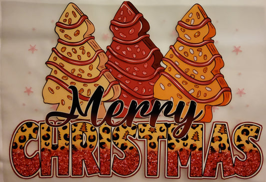 Merry Christmas Cakes Direct to Film Ready to Press Transfer